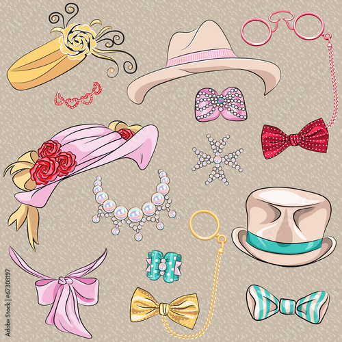 vector set millinery and accessories