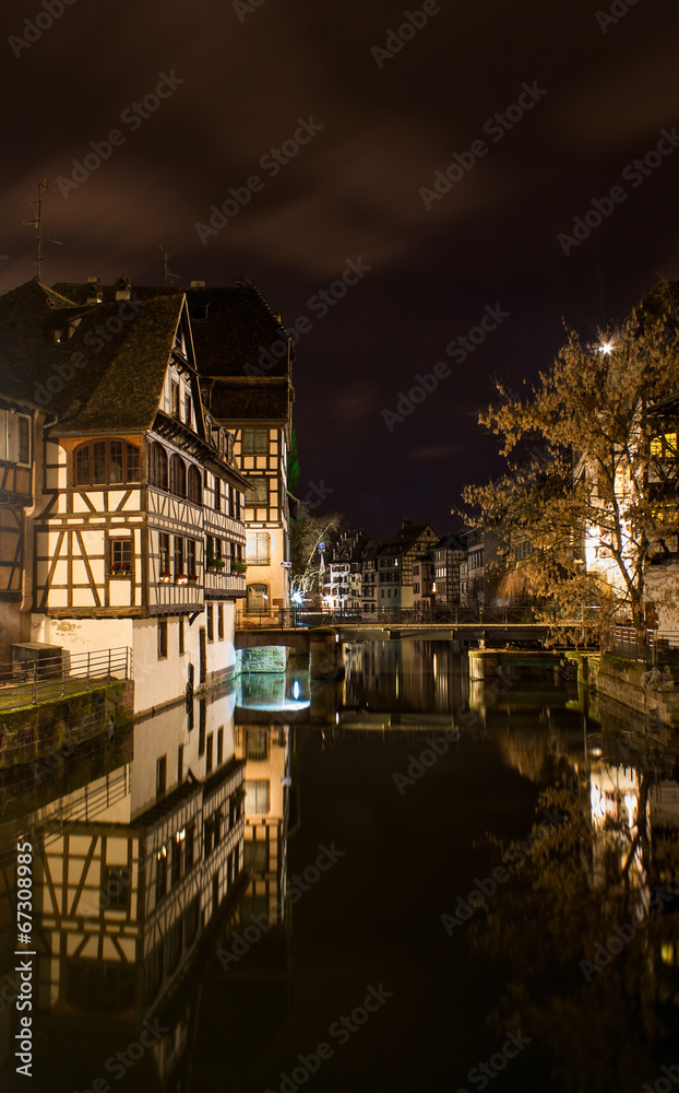 Alsatian style houses in Petite France area of Strasbourg