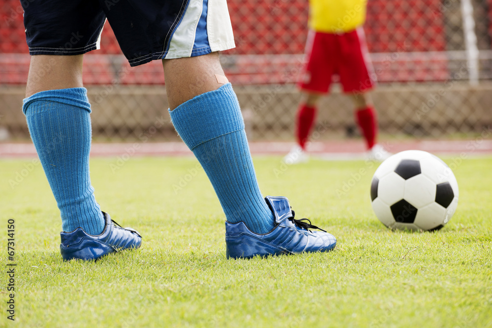 Soccer preparing for a penalty shot