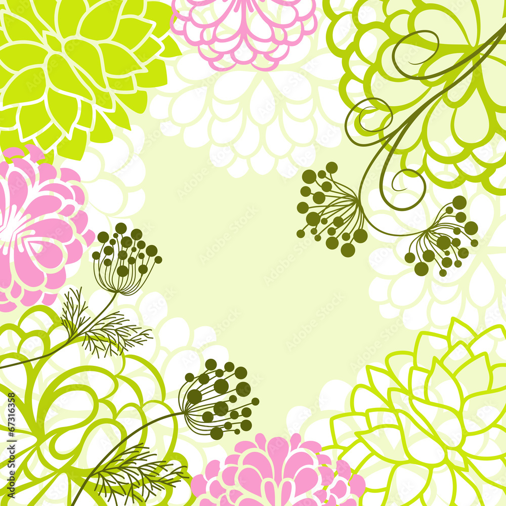 Green floral background Green floral background