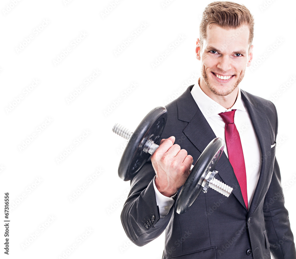 Naklejka premium Geschäftsmann mit Hantel