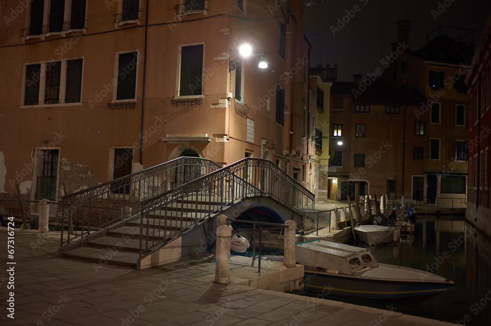 The streets of Venice Long exposure By Night. 
