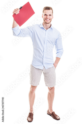 Student mit Bewerbungsmappe