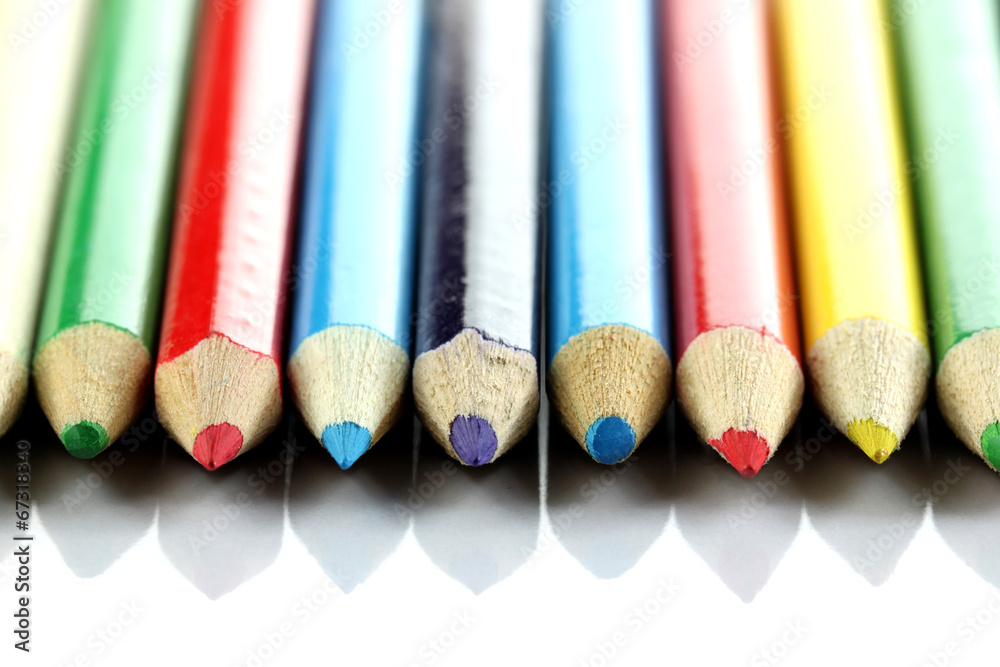 Several colored of crayon is arranged on white. Several colored of crayon is arranged on white.