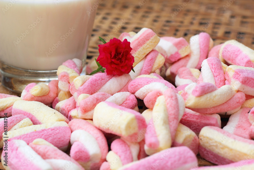 fresh milk and pink marshmallows fresh milk and pink marshmallows