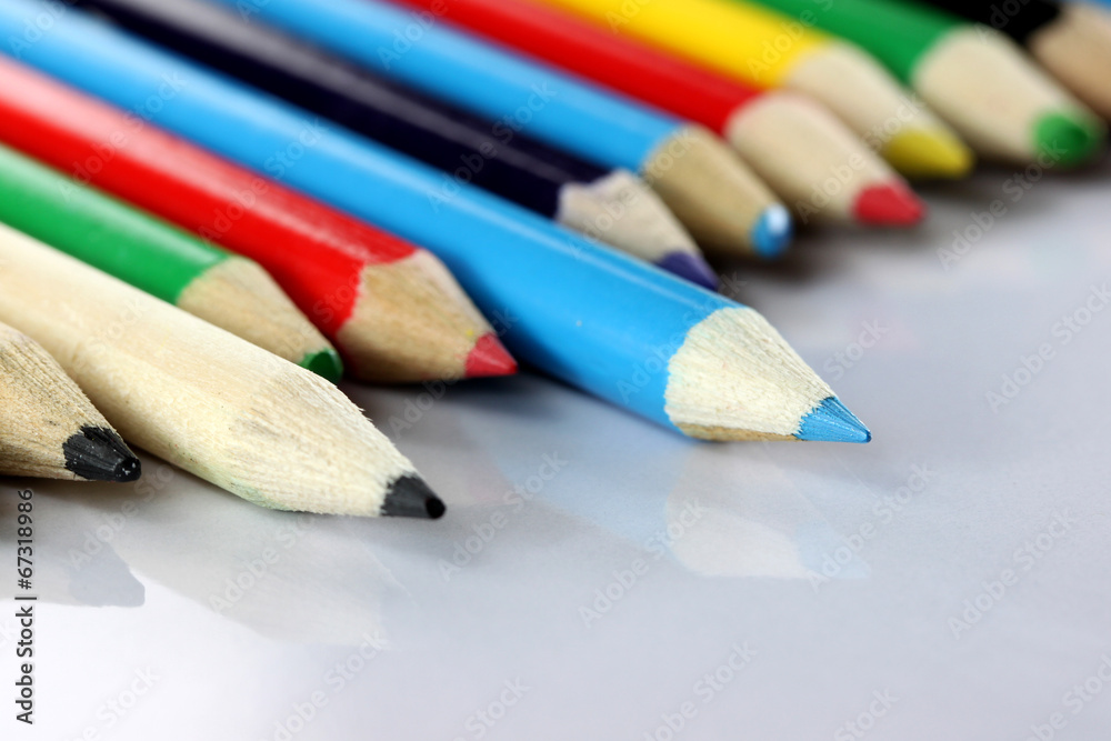 Several colored of crayon is arranged on white. Several colored of crayon is arranged on white.
