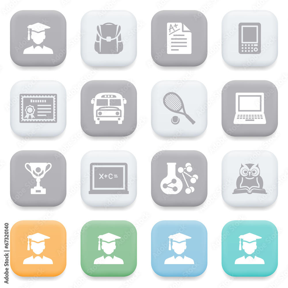 Education icons on color buttons. Education icons on color buttons.