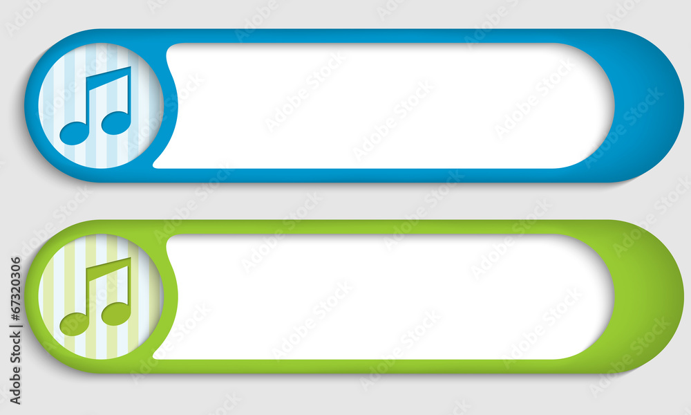 set of two buttons with music symbol set of two buttons with music symbol
