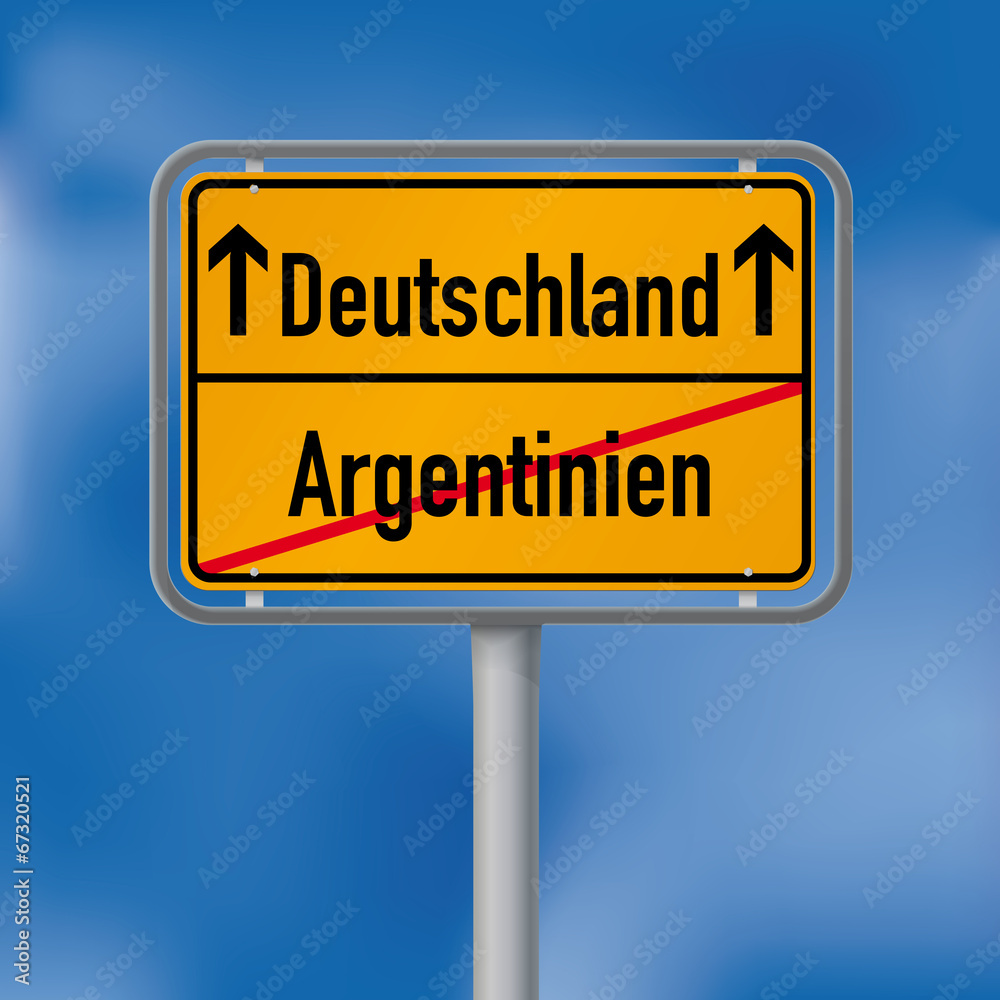 Ortsschild Deutschland gewinnt gegen Argentinien Ortsschild Deutschland gewinnt gegen Argentinien