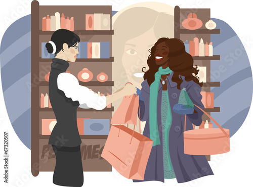 black girl in a perfume shop