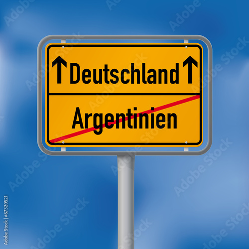 Ortsschild Deutschland gewinnt gegen Argentinien