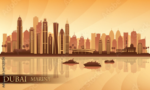Dubai Marina City skyline silhouette background