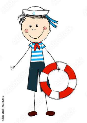 Funny boy wearing sailor costume