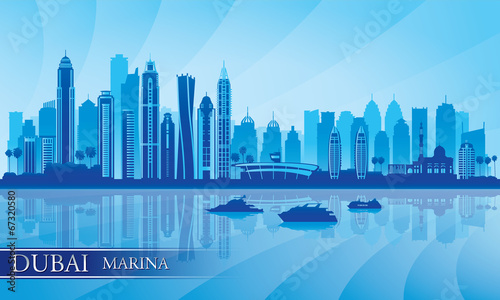 Dubai Marina City skyline silhouette background