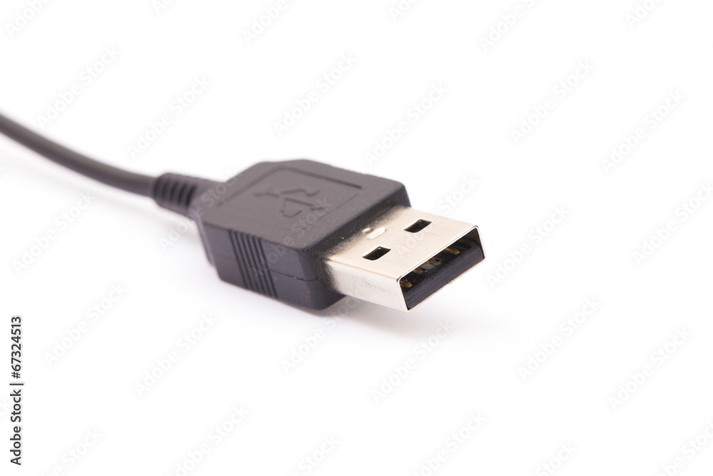 black usb plugs isolated on a white background black usb plugs isolated on a white background