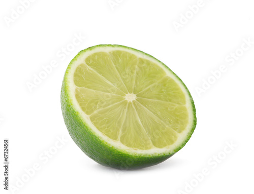 slice of fresh lime on white background