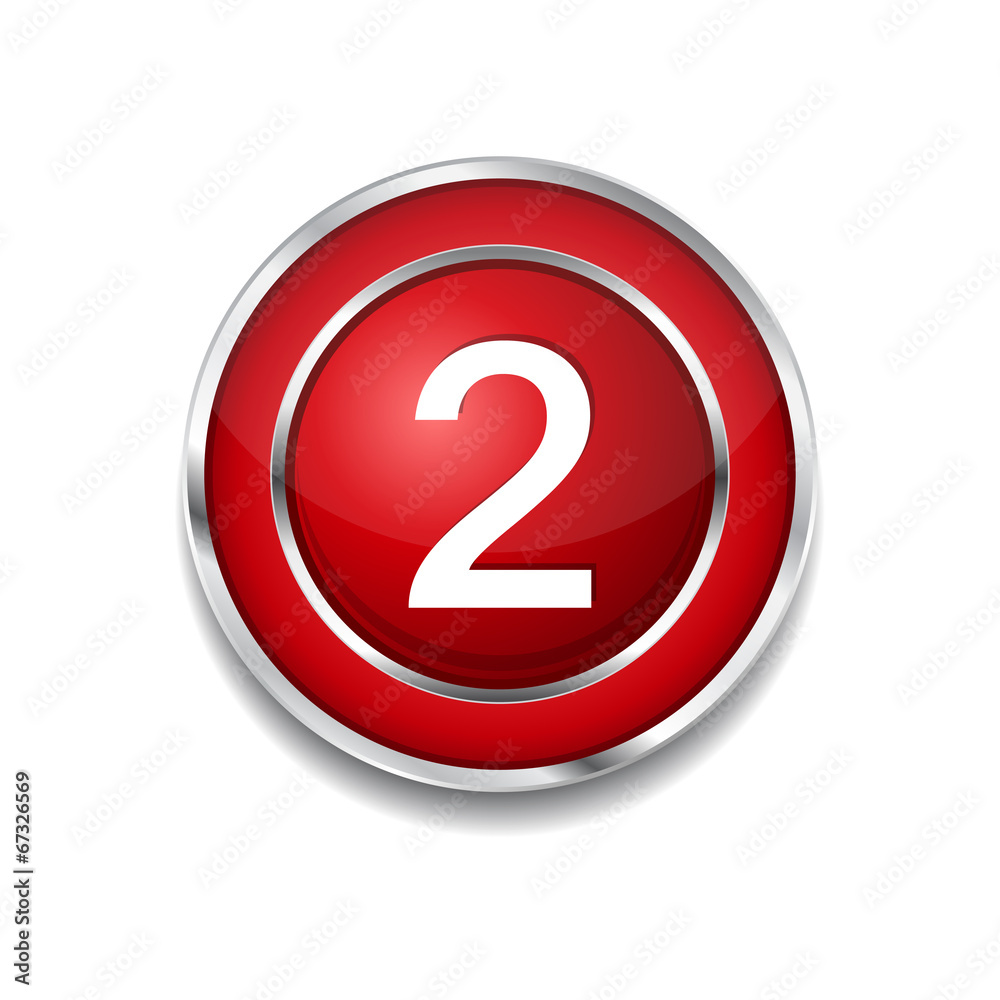 2 Number Circular Vector Red Web Icon Button 2 Number Circular Vector Red Web Icon Button