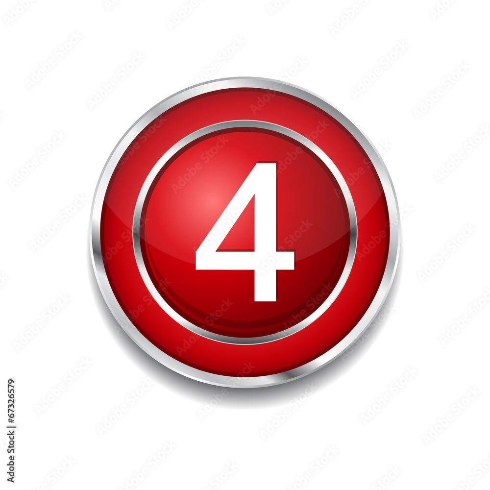 4 Number Circular Vector Red Web Icon Button 4 Number Circular Vector Red Web Icon Button