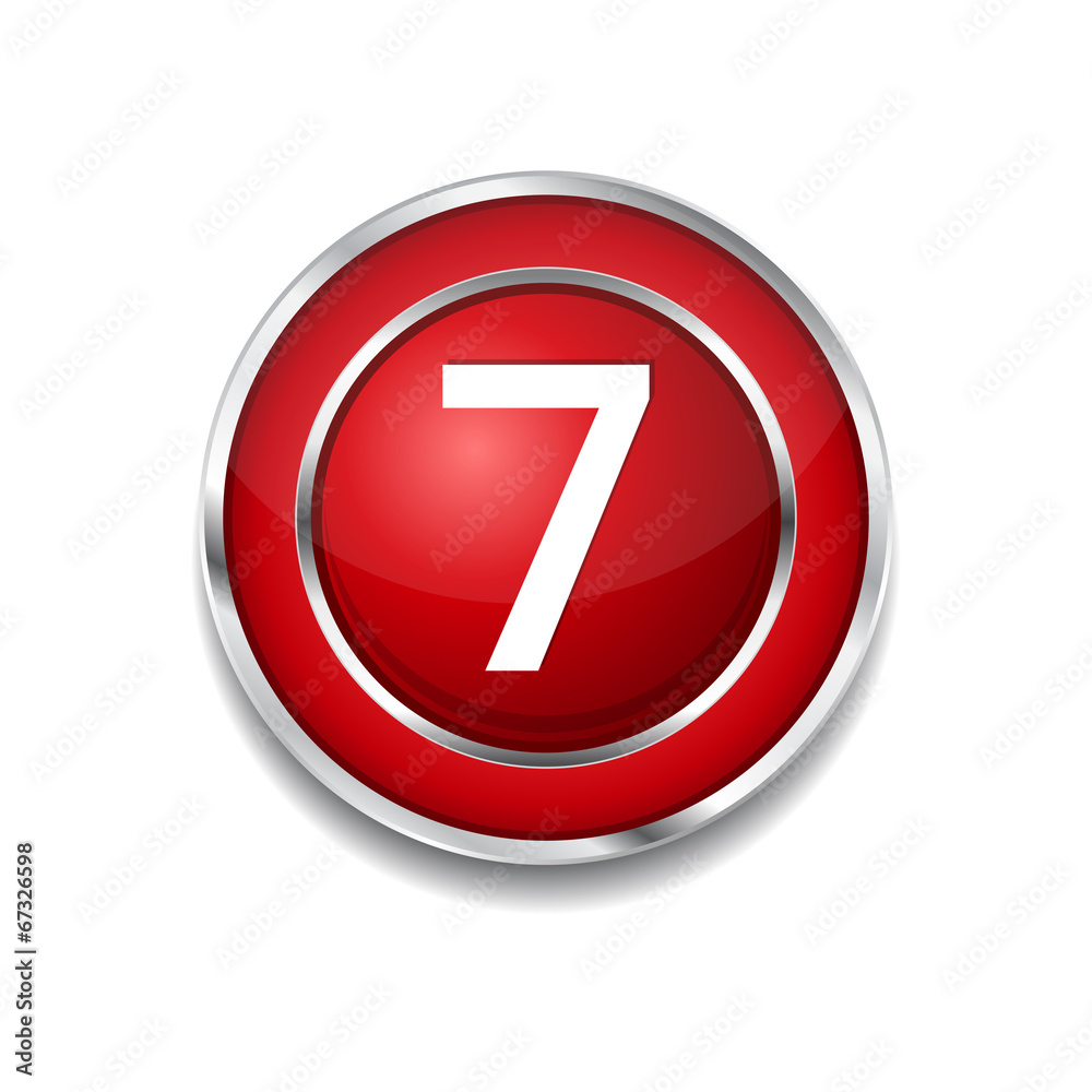 7 Number Circular Vector Red Web Icon Button 7 Number Circular Vector Red Web Icon Button
