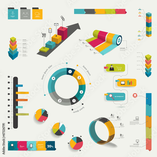 Collection of infographics elements. Colorful set template.
