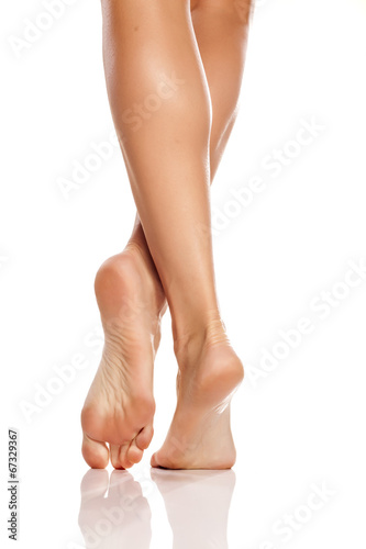 beautiful women's feet and legs on white background © vladimirfloyd