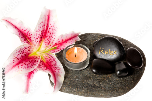 Canvas Print zen spa stones on white background