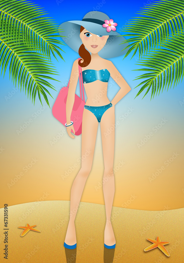 Woman in bikini on the beach