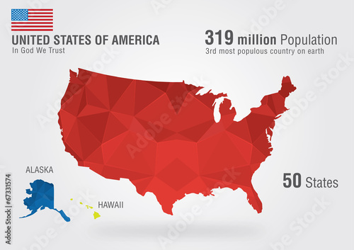 USA Map on earth with a pixel daimond texture.