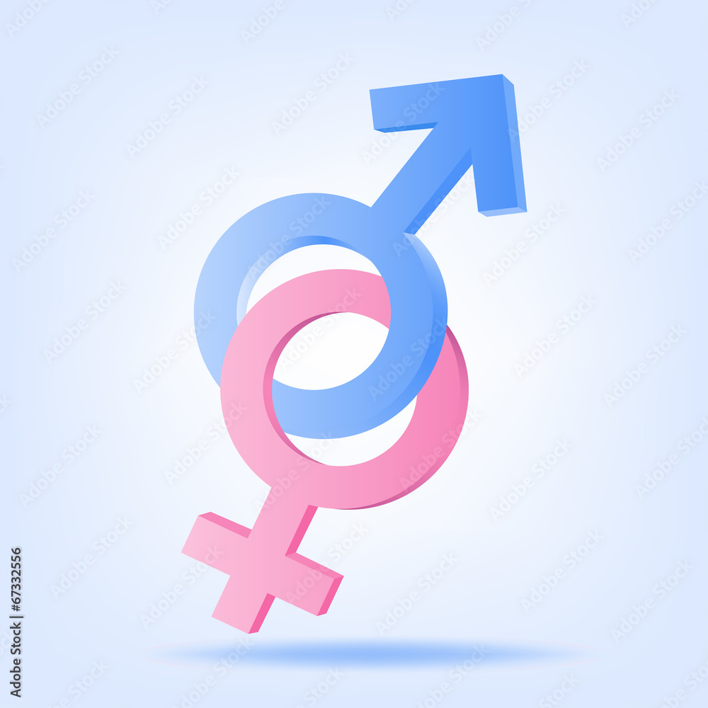 Pink and blue symbols of Mars and Venus. Vector illustration