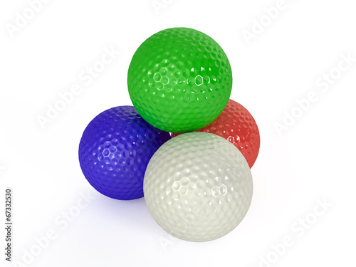 Colour golf balls isolated