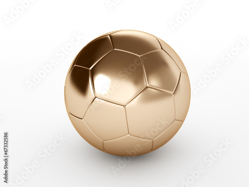 bronze soccer ball isolated on white background