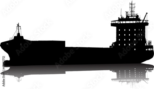 Vector illustration of silhouette of the sea cargo ship