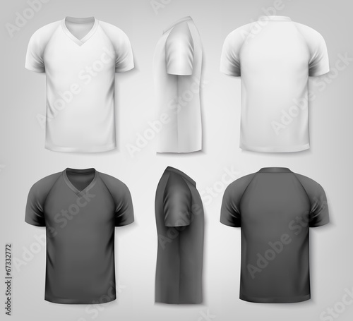 V-neck t-shirts with sample text space. Vector.