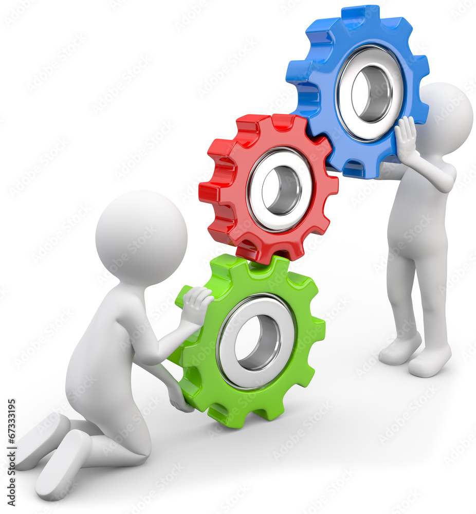 Teamwork drehende zahnräder. Stock-Illustration | Adobe Stock