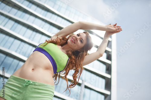 one woman sports at the street photo