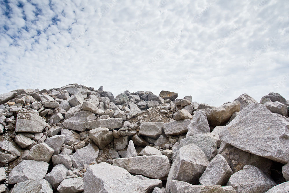 Rubble stone under blue sky Rubble stone under blue sky
