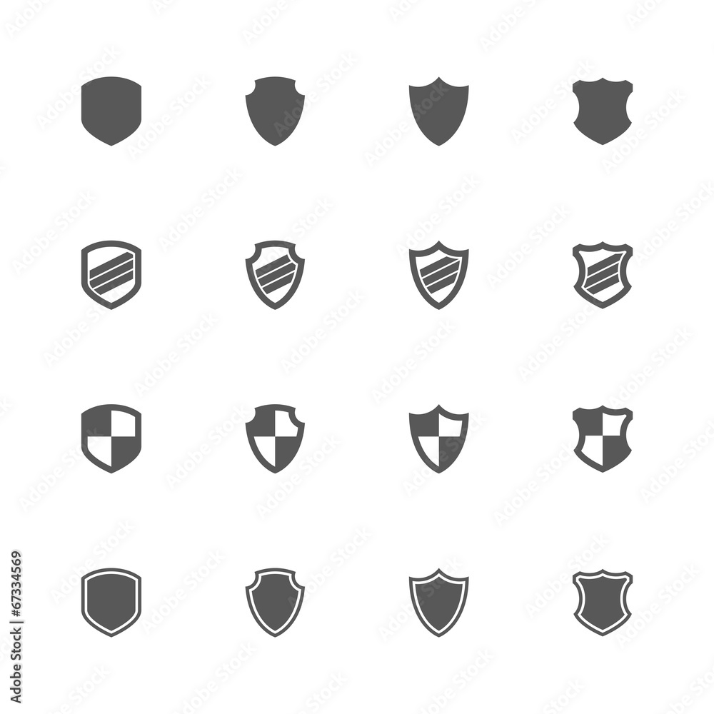 Shield icons set. Shield icons set.