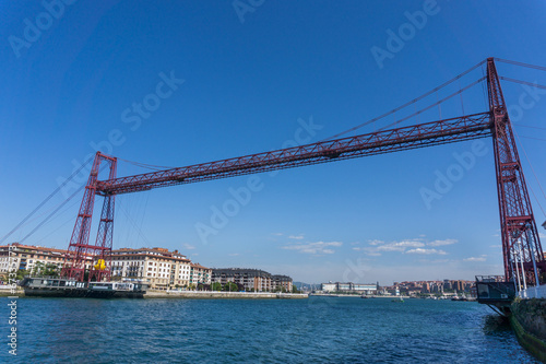 Wide angle view of the Bizkaia suspension bridge photo