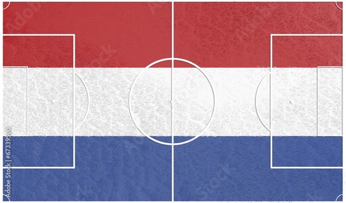 football field textured by netherlands national flags