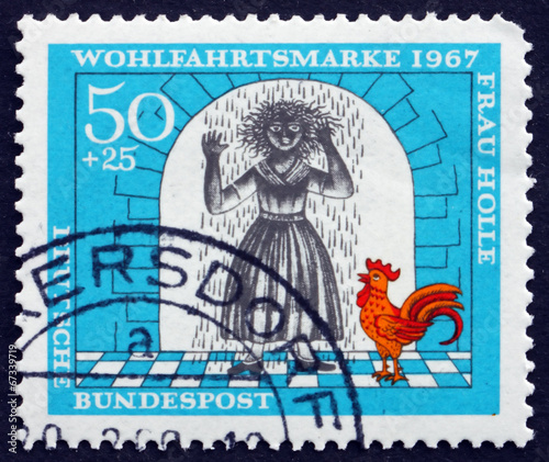 Postage stamp Germany 1967 Girl Covered with Resin  Scene from M