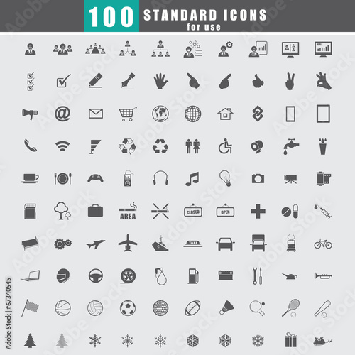 100 Universal Standard Icons vector