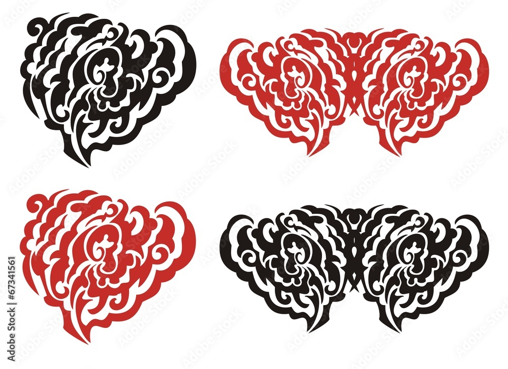 Fototapeta premium Heart in the form of a rose and a decorative butterfly