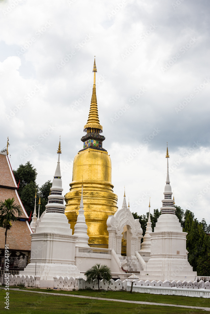 The golden pagoda at Wat Suan Dok, Chiangmai, Thailand.