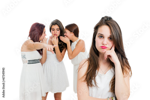 Upset excluded teen.