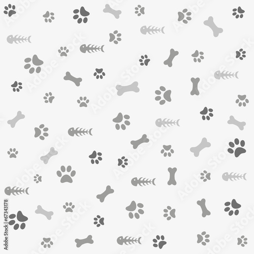 Background with dog paw print and bone