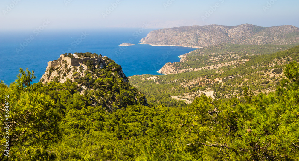Monolithos caste, Rhodes island, Greece - sea view landscape