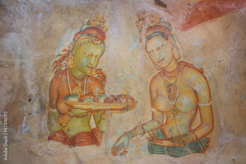Ancient cave paintings in Sigiriya, Sri Lanka