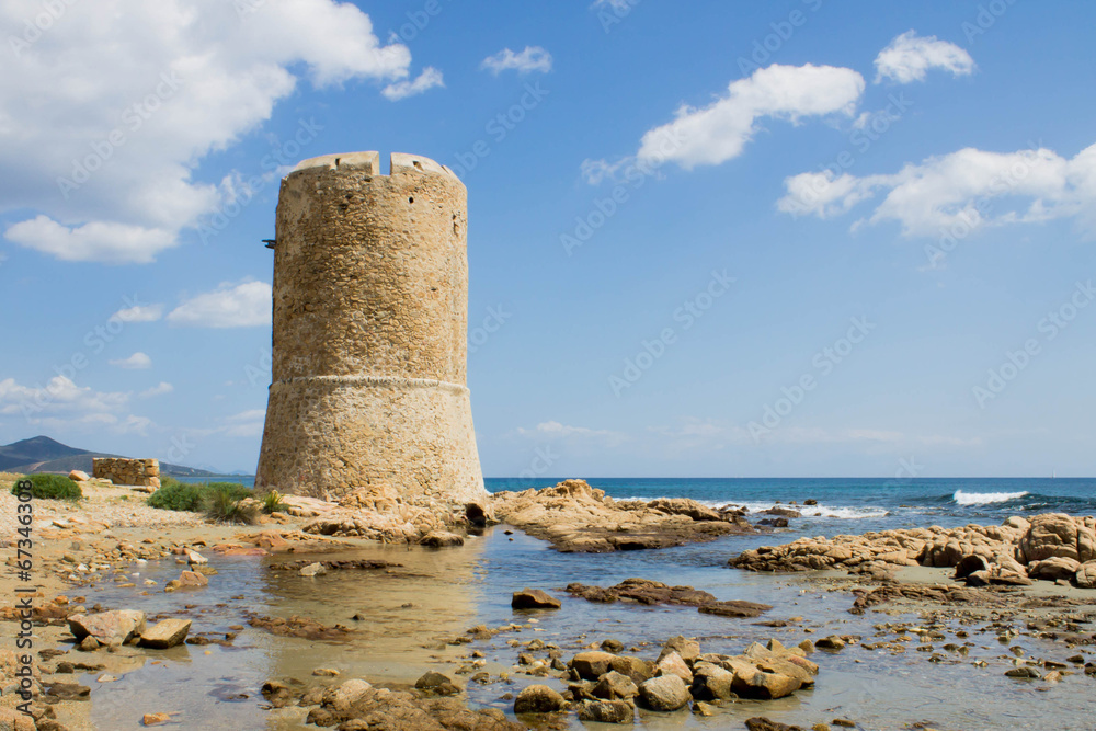 Watchtower on the sea in Sardinia