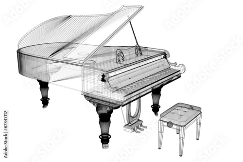 Antique grand Piano with path