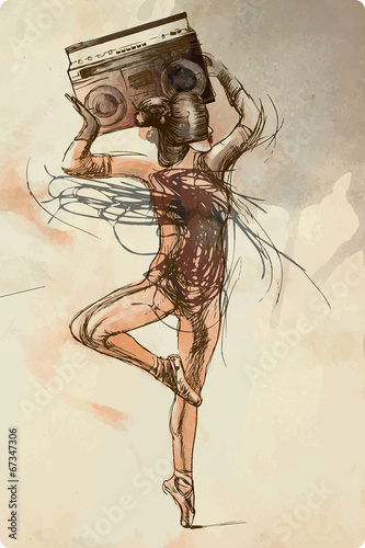 Hip - Hop Geisha. Hand drawn vector